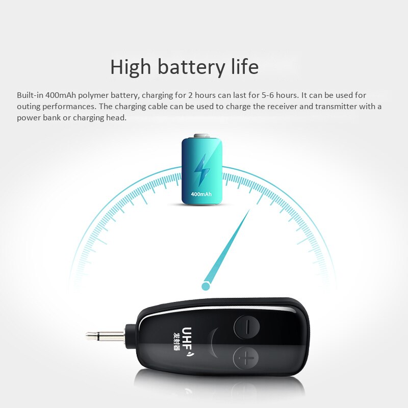 Wireless Guitar Transmitter Receiver Set Wireless Guitar System 4 Channels for Electric Guitar Bass (Black)