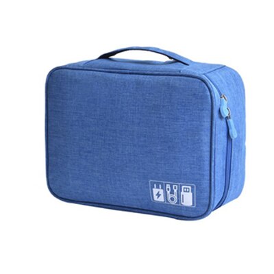 Sac de réception d&#39;accessoires numériques multifonctions, Polyester imperméable, chargeur de câble USB, alimentation Mobile, organisateur d&#39;emballage de voyage: Sky Blue