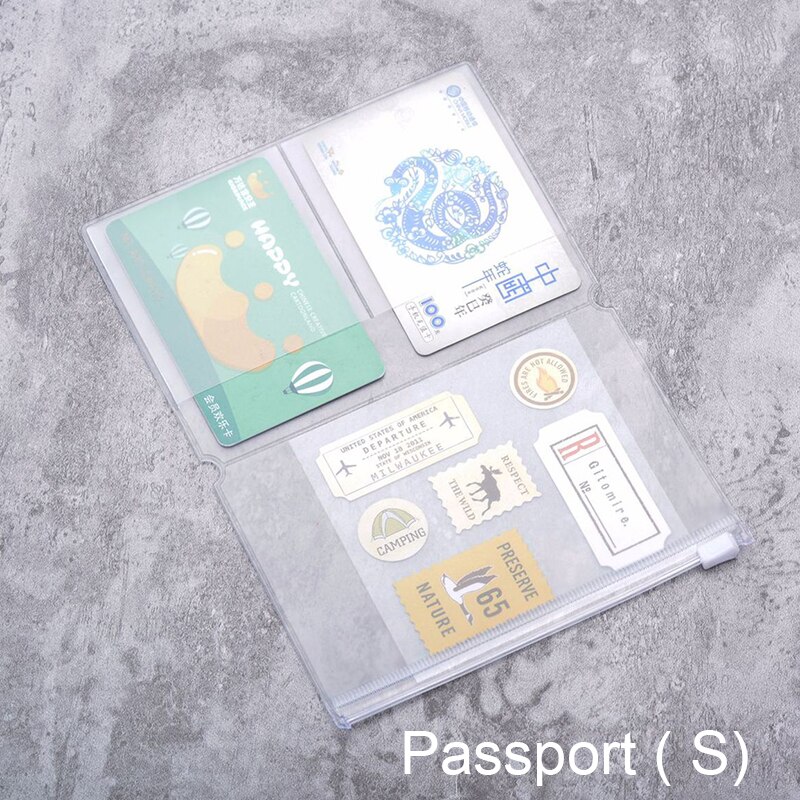 Fromthenon pvc lynlås taske til midori rejsende notesbog journal planner tilbehør kortholder opbevaring standard / lomme / pas: S 125 x 90mm