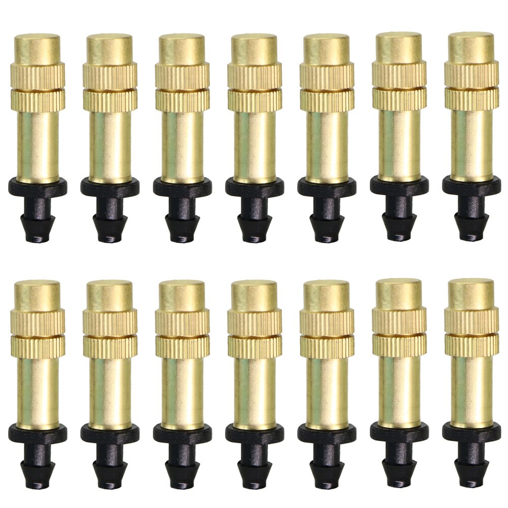 30-300 Stuks 1/4 ''Tuin Messing Verneveling Watering Nozzle Single Barb Connector 4/7Mm Verstelbare Koperen cooling Spray Verstuiver