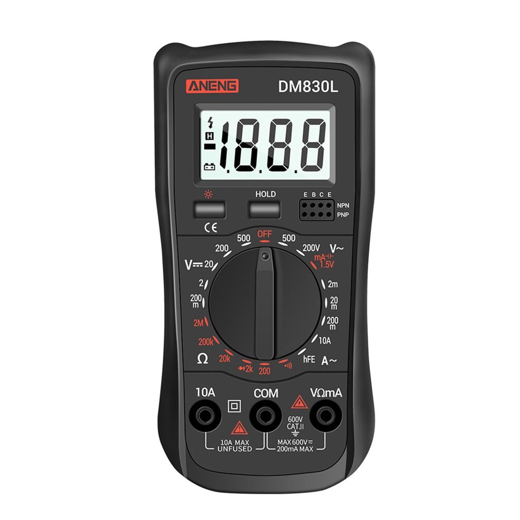Dm830L Digital Multimeter Meter Electrical Transistor Capacitance Counting Dc / Ac Multimeter With LCD Backlight Multimeter