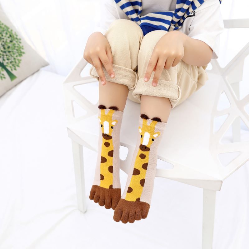 Children Kids Girls Toe Socks Cute Cartoon Cotton Baby Girl Socks Boy Toddler Spring Five Finger Socks 3-10Y