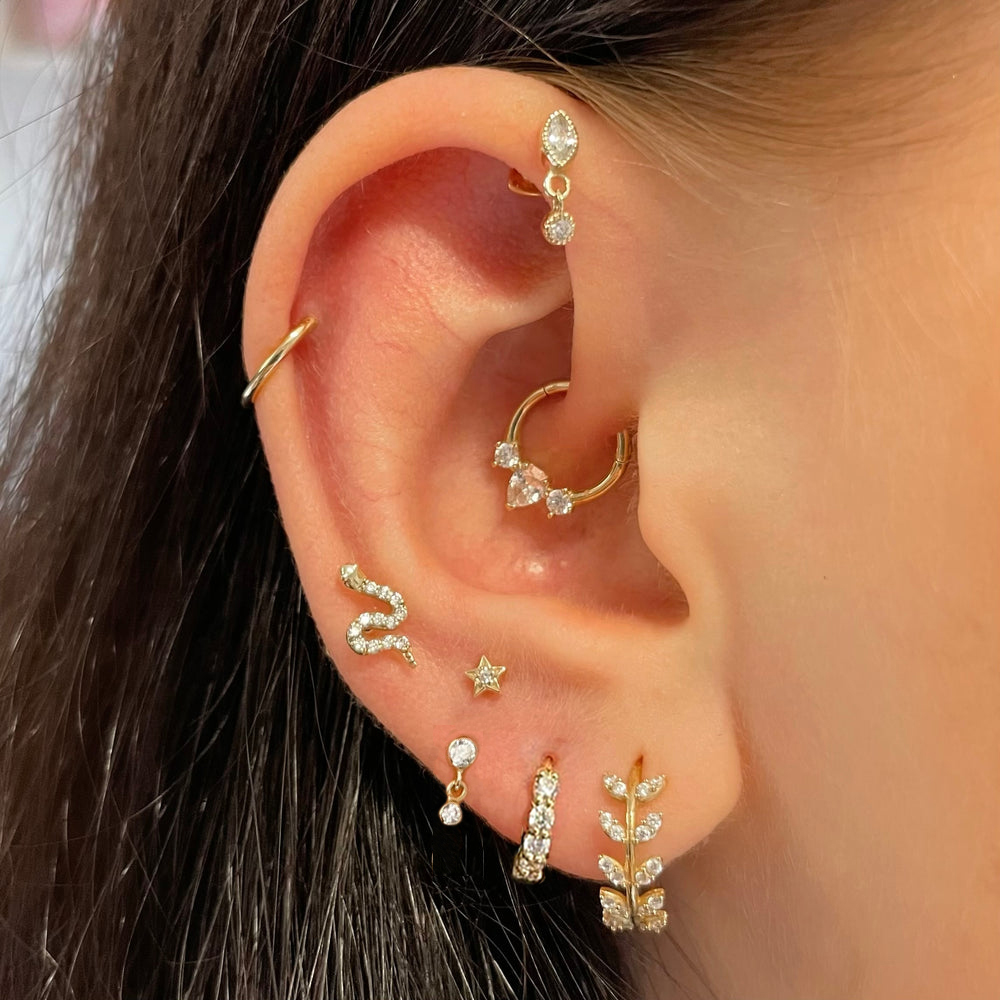 Daith-pendientes Piercing para oreja para mujer, joyería 2024, 1 pieza, Color dorado, estrella, serpiente, Tragus, hélice, tabique, Piercing de acero inoxidable