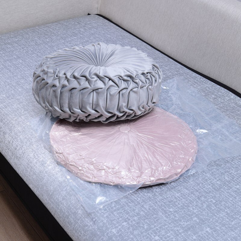 Coussin rond plissé en velours de 38cm, Textile de maison, couleur unie, coussin de maison, canapé-lit, oreiller de taille pliable européenne
