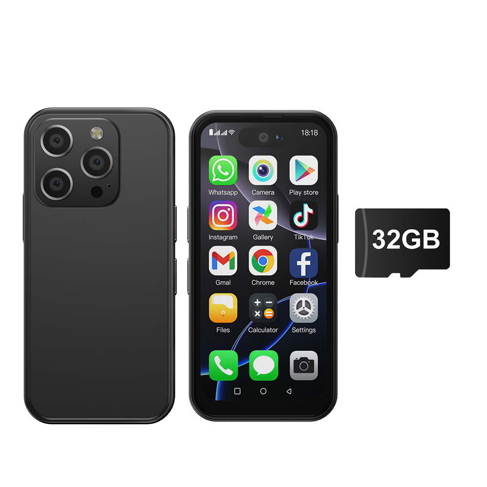 SERVO 16PRO Mini-Smartphone 3G 3,75 Zoll Vollbild Dual-SIM Dual-Kamera 1 GB + 16 GB WiFi GPS Play Store Android 8.1 Kleines Smartphone: Grau