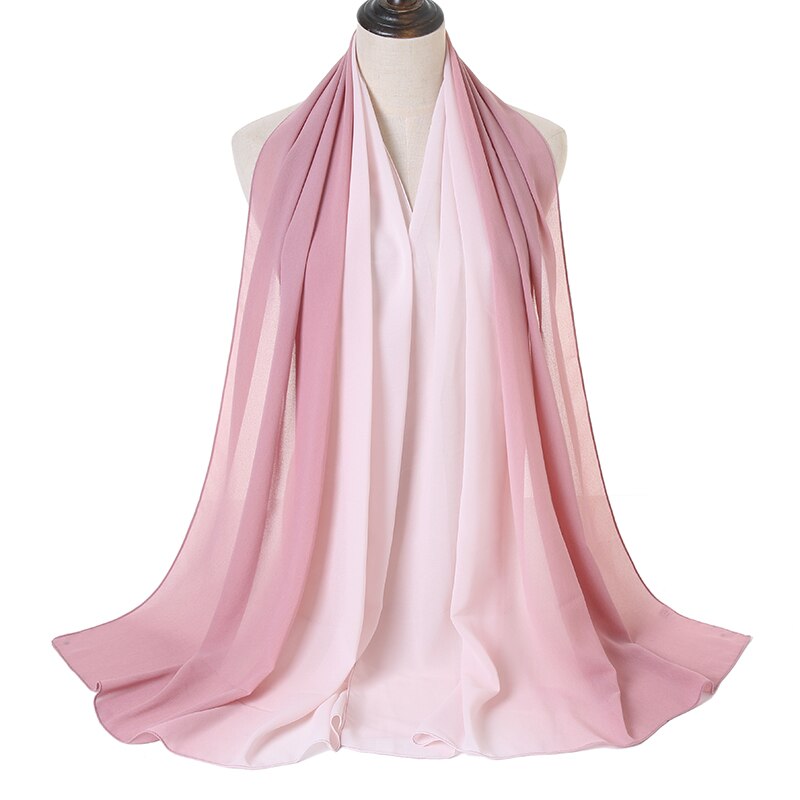 Laven Newest Gradient Bubble Chiffon Scarf Women Muslim Hijab Large Size Ombre Scarves Chiffon Shawl Female Islamic Bandana: 7