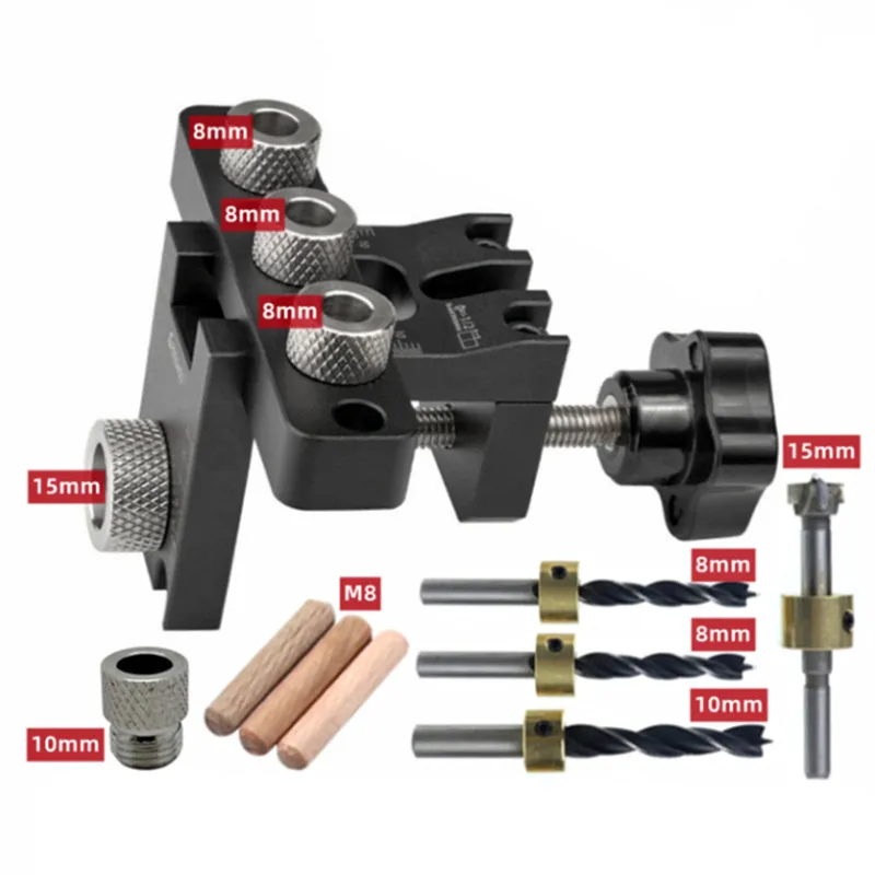 Plantilla Universal para agujeros, plantilla de leva 3 en 1, Kit maestro de plantilla para agujeros, guía de perforación de agujeros de madera, posición de carpintería para trabajo de madera DIY: Hormigón gris