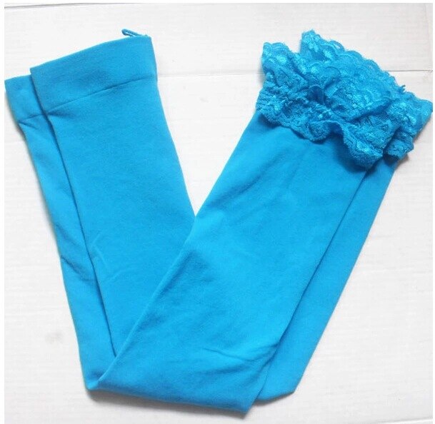 Meisjes Lente Herfst Kant Skinny Broek Kids Kleurrijke Leggings Kinderen Panty: Sky Blue