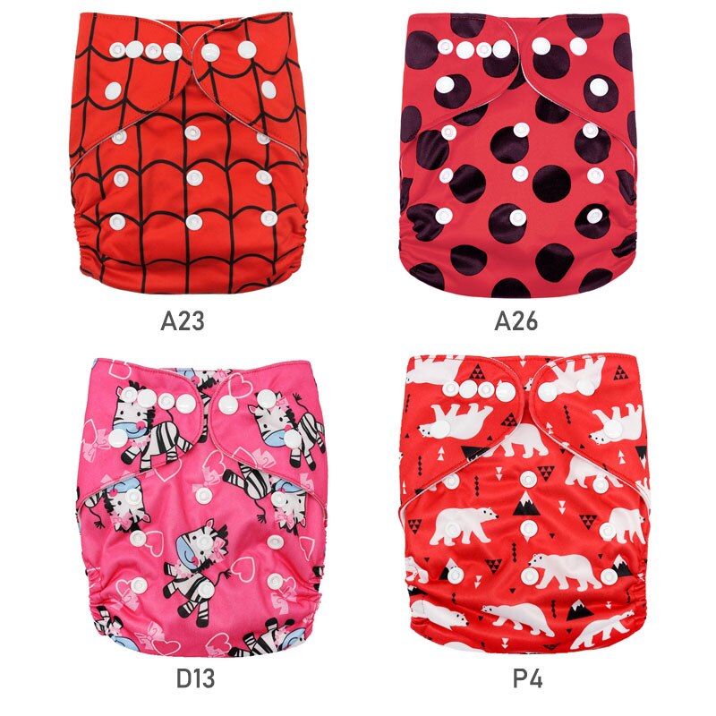 Cloth Diaper 4pcs/Set Reusable Nappies Diapers Inserts Potty Training Pants Newborn Cloth Diapers PUL Fabric Nappy Baby: R1 without insert