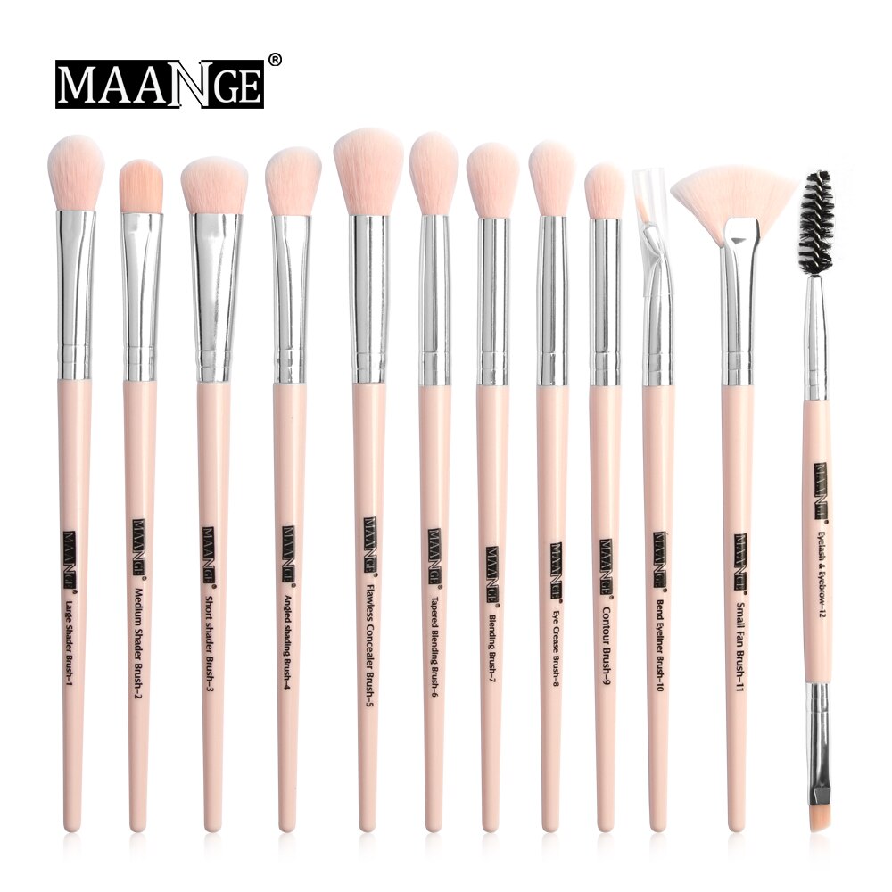 12 Stks/partij Make-Up Kwasten Set Oogschaduw Borstels Blending Eyeliner Wimper Wenkbrauw Borstels Voor Make-Up Brochas Maquillaje: Roze