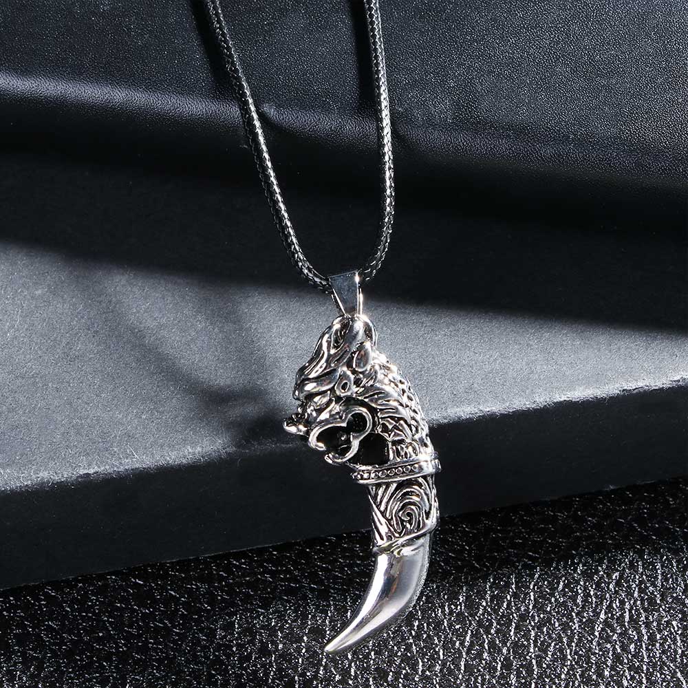 1pc Punk Stainless Steel Mens Domineering Wolf Tooth Shape Pendant Necklace Jewelry Personality Necklaces Jewelry