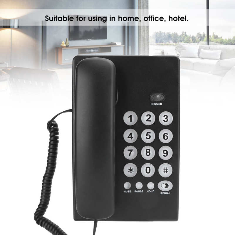 mini telephone KX-T504 Portable Family Business Office Fixed Landline Mute Function Telephone ABS Black