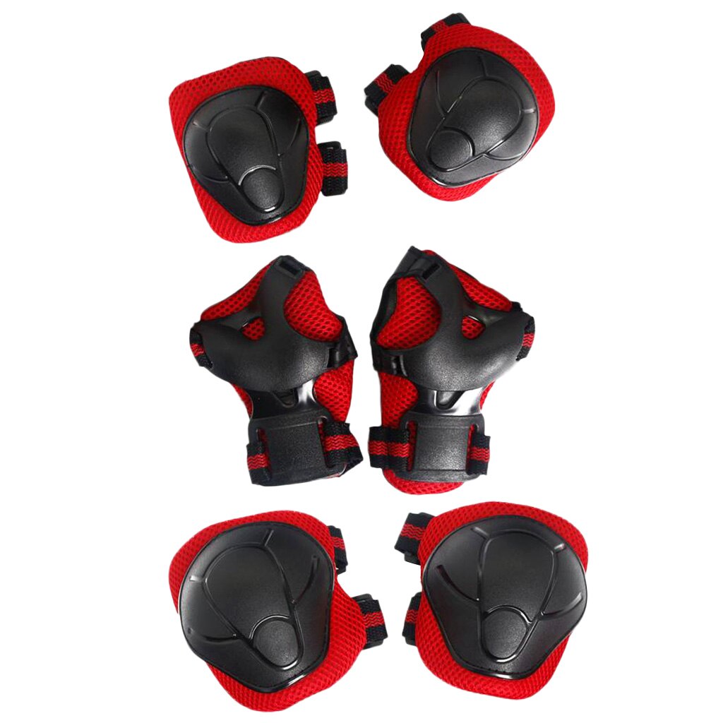 6 Pcs Kid Kind Rolschaatsen Fiets Skateboard Helm Knie Pols Guard Elleboog Pad Voor Sport Veiligheid Sportkleding Toegang: Red