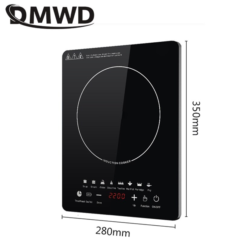DMWD 110/220V 2200W Household Induction Cooker Electromagnetic Oven Waterproof Electric Stove Smart Touch Control Heating Plate