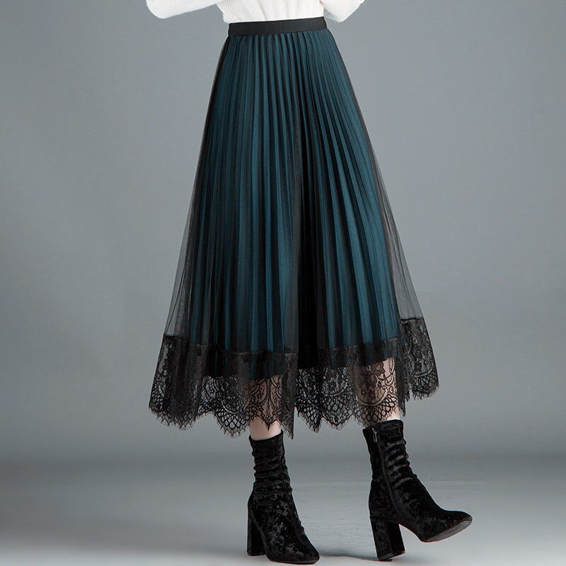 Gonne a pieghe nuove a vita alta da donna primavera estate minimalismo elegante gonna lunga elastica femminile da ufficio per studentessa