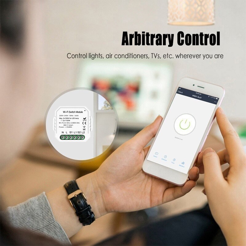 2 Gang 2 Way Wifi Smart Light Switch Breaker Module Smart Life Tuya APP Remote Control Switch Controller Wifi Switch