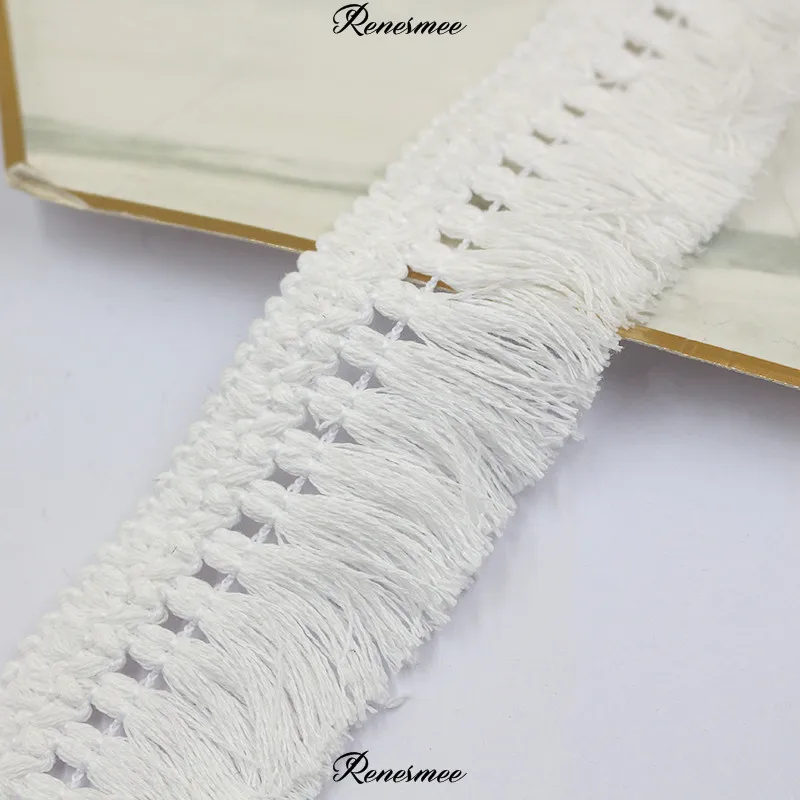 Bufanda de encaje con flecos de algodón de 5 yardas, ropa, alfombra, cortina, adornos decorativos, accesorios para el hogar DIY, 4cm de ancho