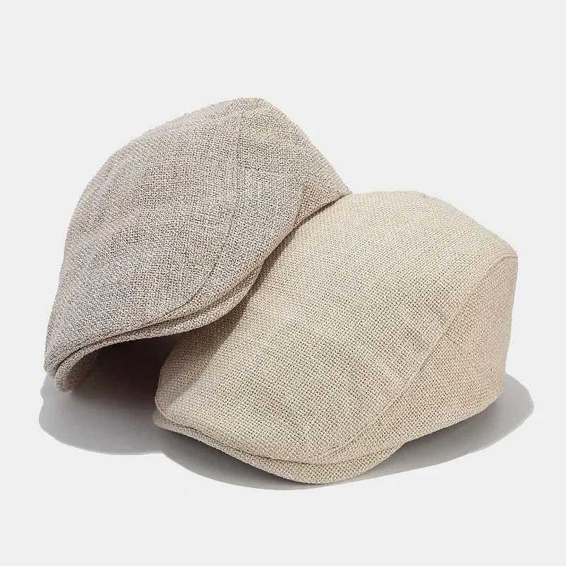 Zomer Heren Baret Linnen Pet Verstelbare Krantenjongenspet Ademend Vintage Effen Zwart Klimop Eendenbek Hoed Boinas Para Mujer