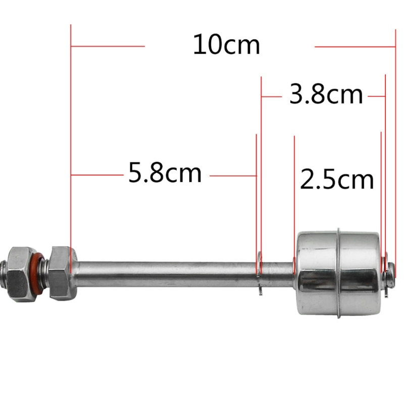 Waterniveau Sensor Vlotterschakelaar - 10cm Roestvrij Staal - voor Tanks & Zwembaden