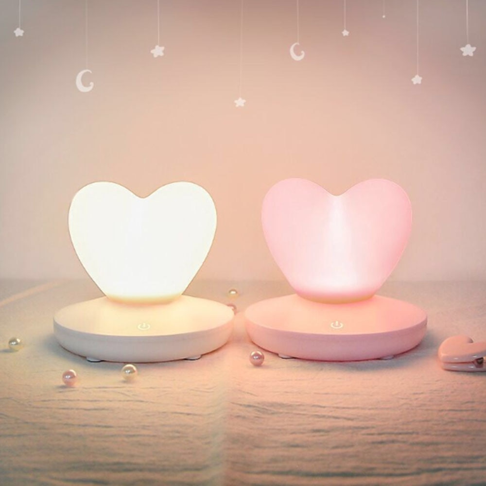 Led Touch Control Tafellamp Usb Oplaadbare Romantische Liefde Heart Shape Decoratie Nachtlampje Kinderen Slaapkamer Tafellamp