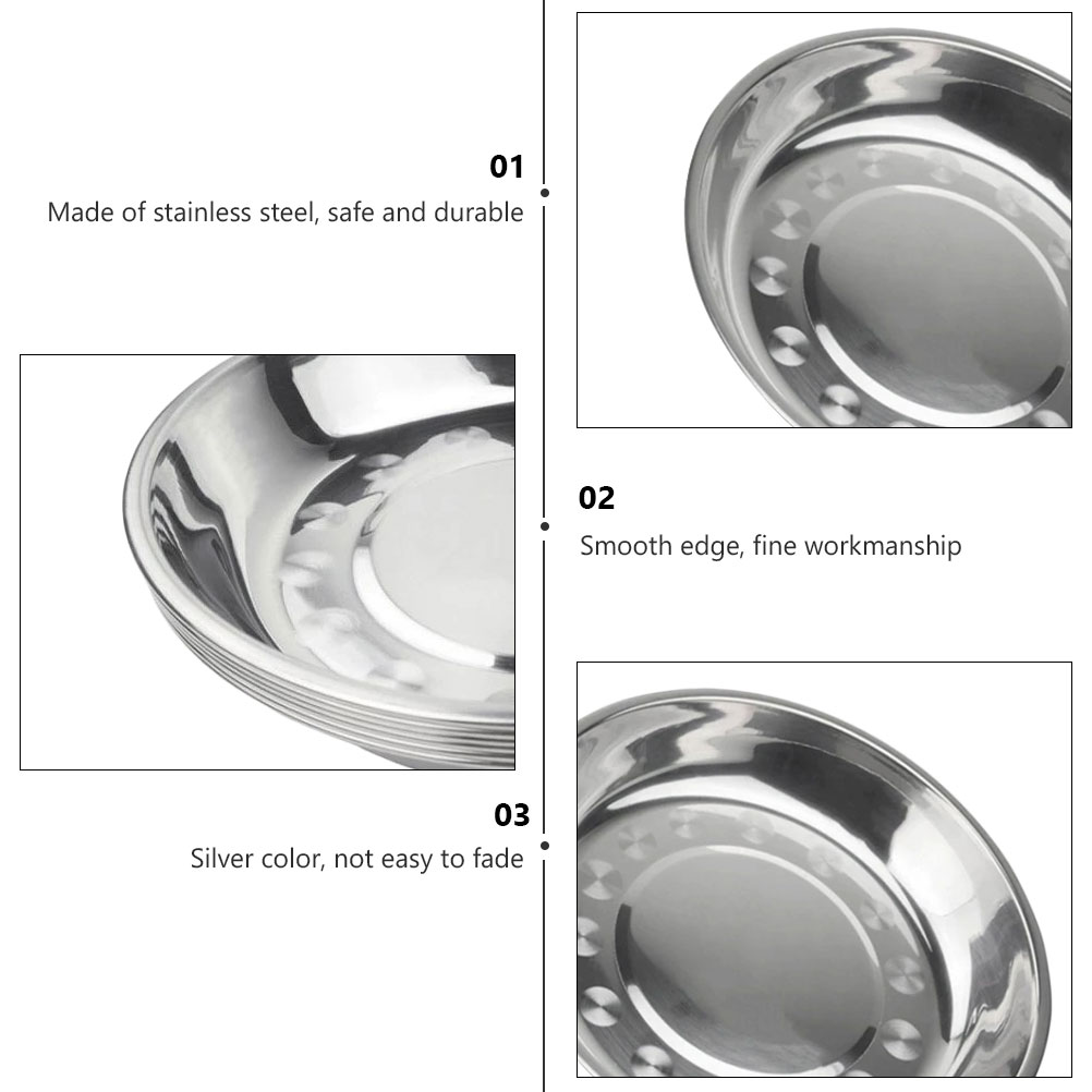 7pcs Stainless Steel Picnic Tray Dinner Plate Food Plate Durable BBQ Plate