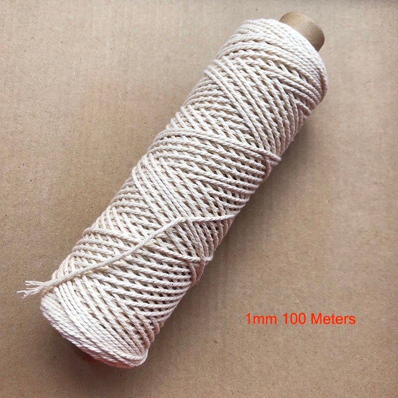 1/2/3/4/5/6/8/10mm de diámetro cuerda de algodón Beige duradera cuerda trenzada artesanía Cordón de macramé DIY textil del hogar atar hilo de muchas tallas: 1mm x 100m