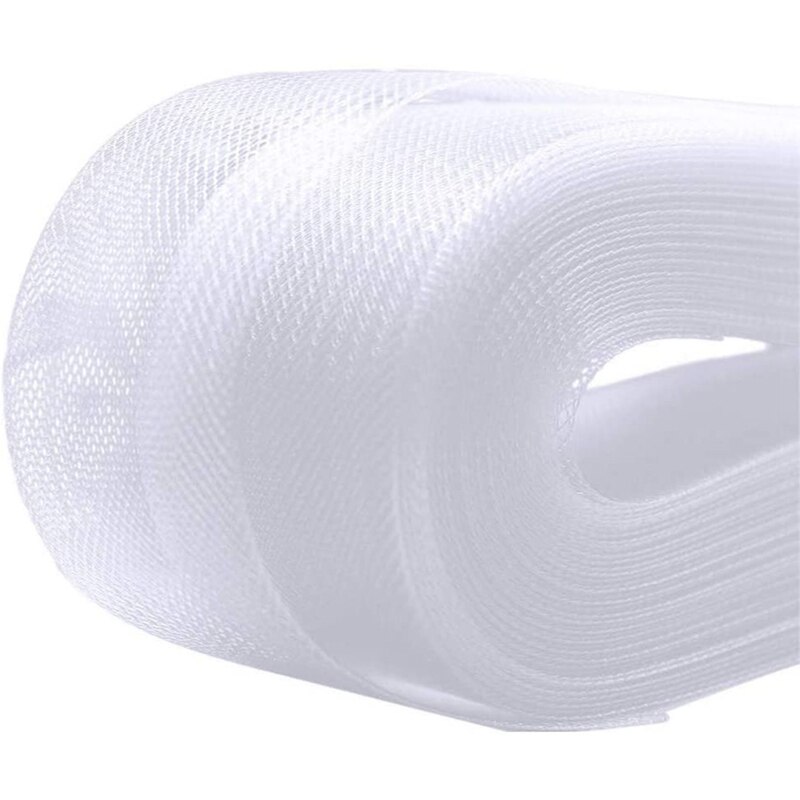 50mm 50 yards flad stiv, almindelig mesh fletning til syning af tilbehør: Hvid