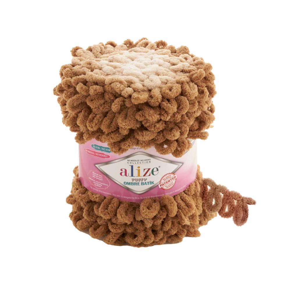 Finger Knitting Yarn - Easy Knitting - NO SKEWERS - NO NEEDLES - BIG - 55 Meters(600gr) - 11 Color - Alize Puffy Ombre Tie Dye-DIY: 7419