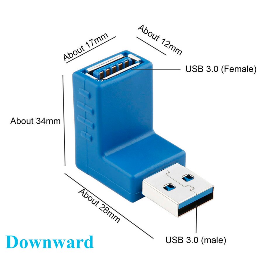 USB 3.0 Extender 90 Degrees USB 3.0 Extender Cable Adapter Male AM To Female AF Extension Connector Up Down For Laptop PC