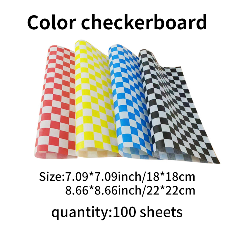 100 morceaux de papier absorbant pour sandwichs, hamburgers, frites, emballages alimentaires, tapis en assiettes, papier ciré et papier de cuisson, papier à l'huile