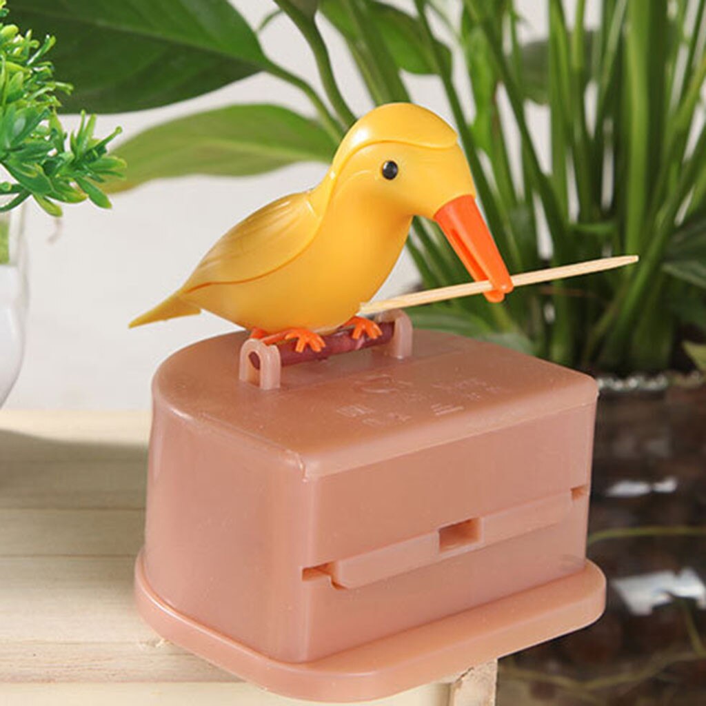 Mignon colibri cure-dents distributeur Gag nettoyage dents matériel automatique oiseau cure-dents boîte