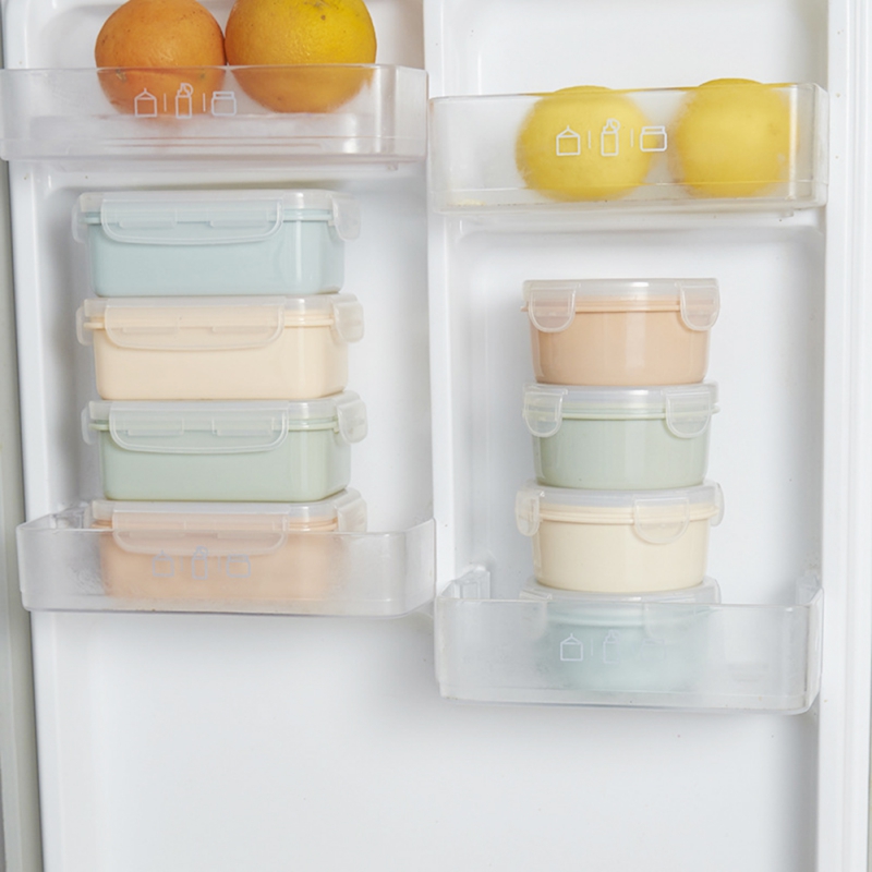 Kitchen Small Lunch Box Round Rectangular Bento Box Non-slip Sealed Box Plastic Storage Box Multi-color optional Saving Space