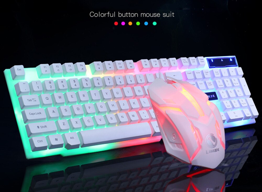 1600 DPI 104 keys Gaming Wired Keyboard GT300 Colorful LED Backlit USB Wired PC Rainbow Gaming Keyboard Mouse Set#T3
