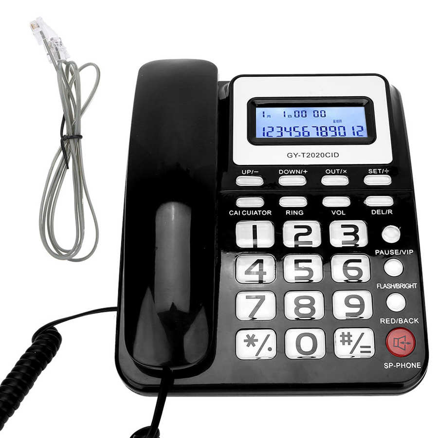 ABS GY-T2020CID Wired Telephone with Speaker Voice Recorder Caller ID Display Calculater telefon: Black