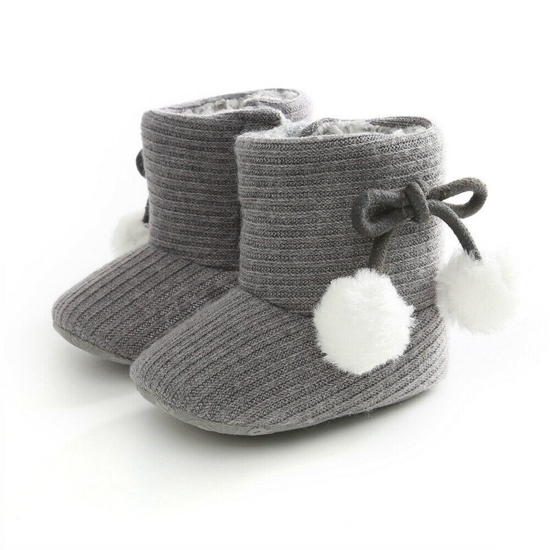 Winter Jongen Meisjes Baby Solid Soft Cotton Zool Snowboots Warme Wieg Schoenen Peuter Laarzen Lopen UK: Grijs / 13