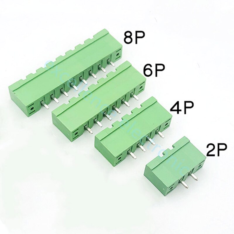 5sets 5.08mm Pluggable PCB Screw Terminal Block Connector 5.08 2/3/4/5/6/7/8P Male/Female Straight Curved Needle Whit Flange