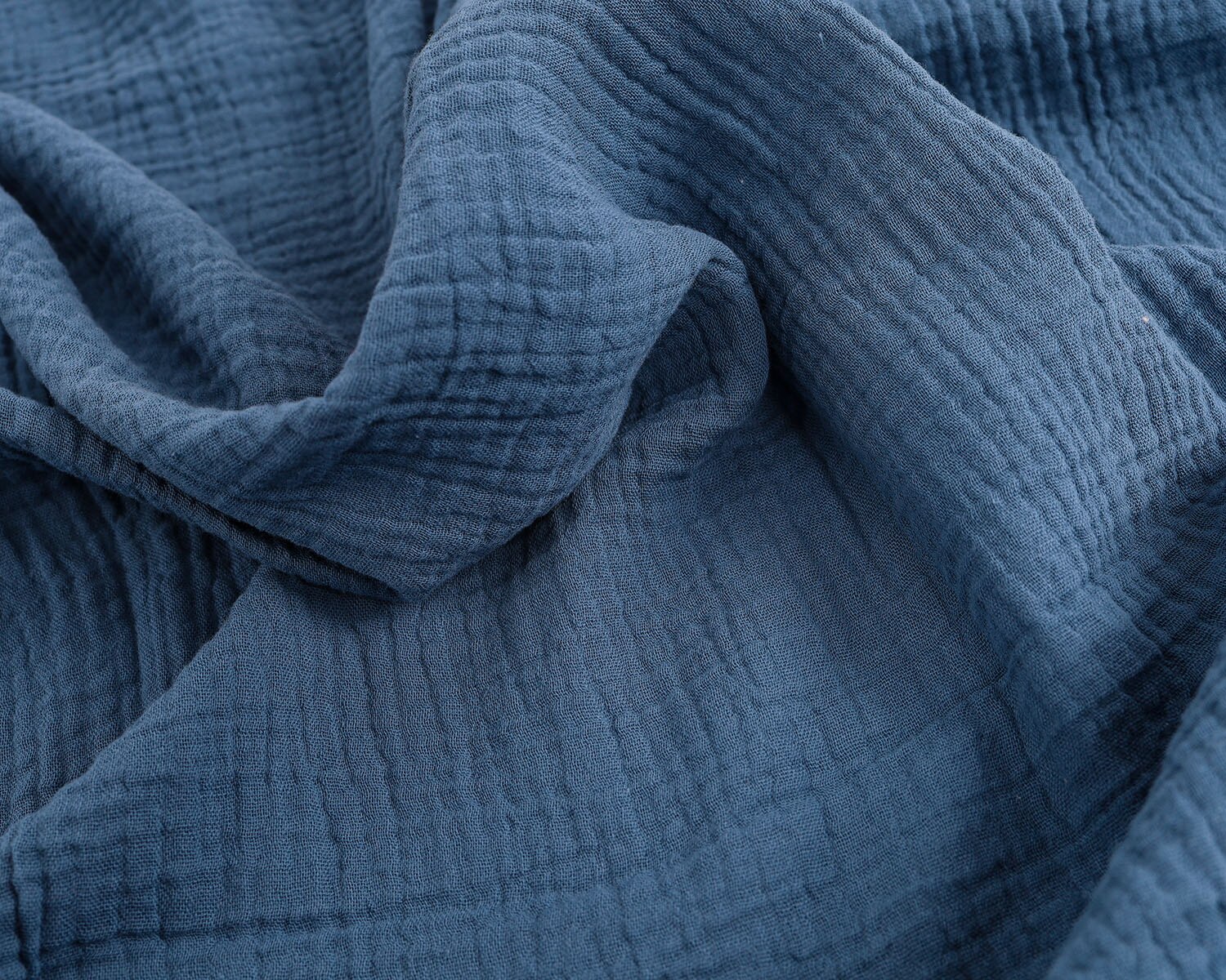 2-Layered Gauze Soft Crinkle Cotton Muslin Fabric 135x50cm - Sold By The Half Meter: Navy
