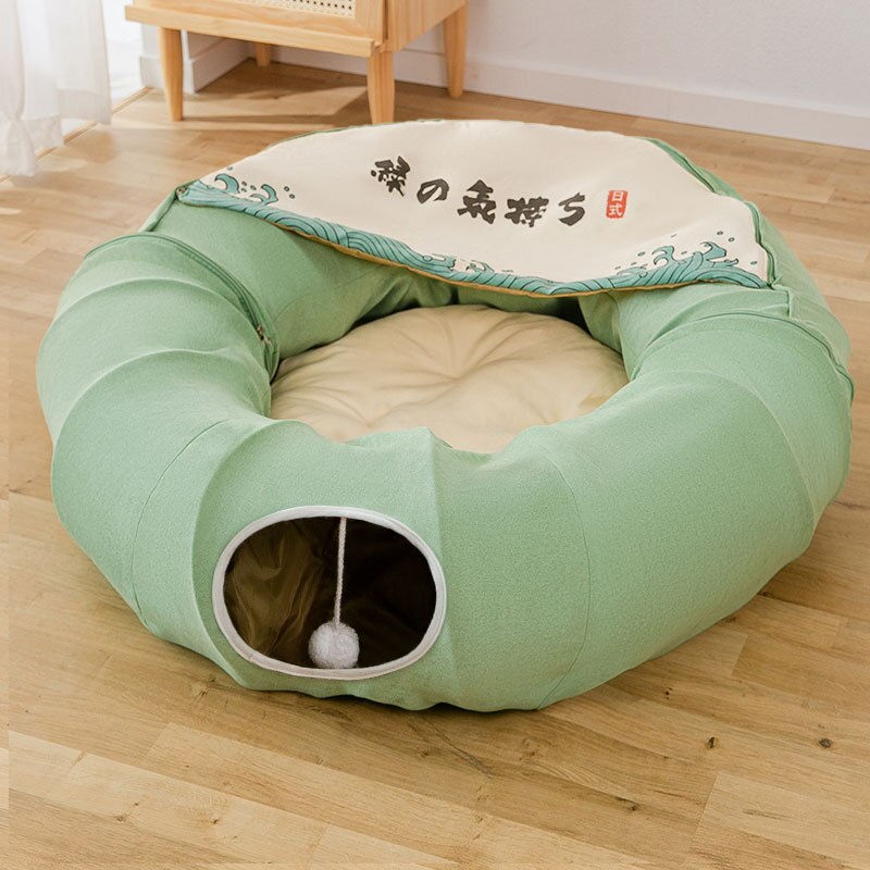 Foldable Cat Tunnel House Double Use Cat Toys Interactive Play Toy Pet Tube Collapsible Kitten Rabbit Cat Ferrets Puppy Bed