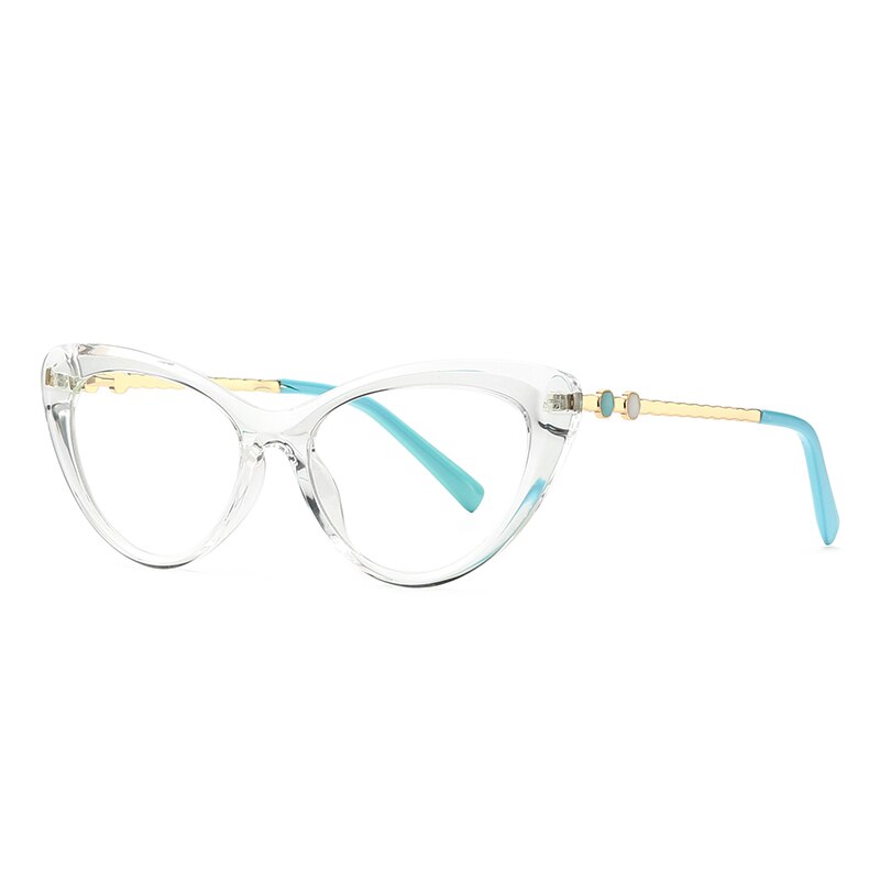 Montura de gafas de ojos de gato para mujer, lentes transparentes de de , gafas graduadas para miopía,: Transparent