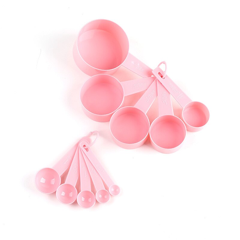 10pcs Kitchen Measuring Tool Red Pink Green Cooking Measure Cups Spoons 1-200 g Cake Baking Tools Kitchen Cooking Tool: Pink