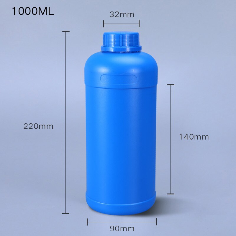 Round Plastic bottle with Lid Empty storage container for Disinfection Alcohol Food Grade HDPE material 1PCS: 1000ml blue