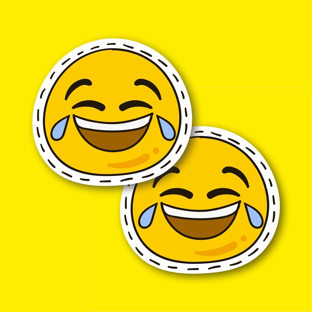 Augen Tränen Lachen und Kahkahaya Ertrank Emoji Laptop und Telefon Aufkleber 5cm 2'li Set