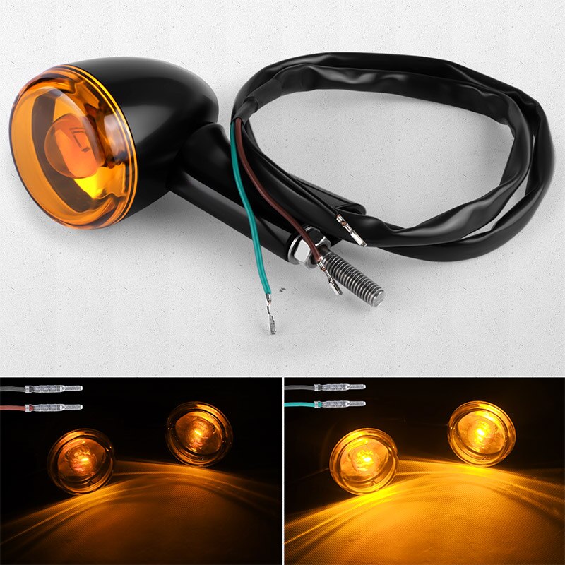 12V Motorcycle Rear Turn Signals Aluminum Blinker Amber Red LED Brake Lights Indicators Lamp For Sportster XL883 XL1200 1992-up