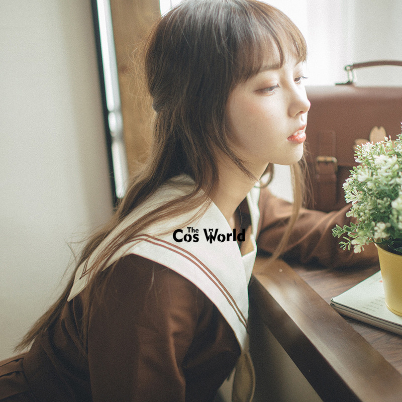 Ivory Yellow Cross Summer Navy Sailor Suit Tops Skirts JK High School Uniform Class Uniform Students Cloth