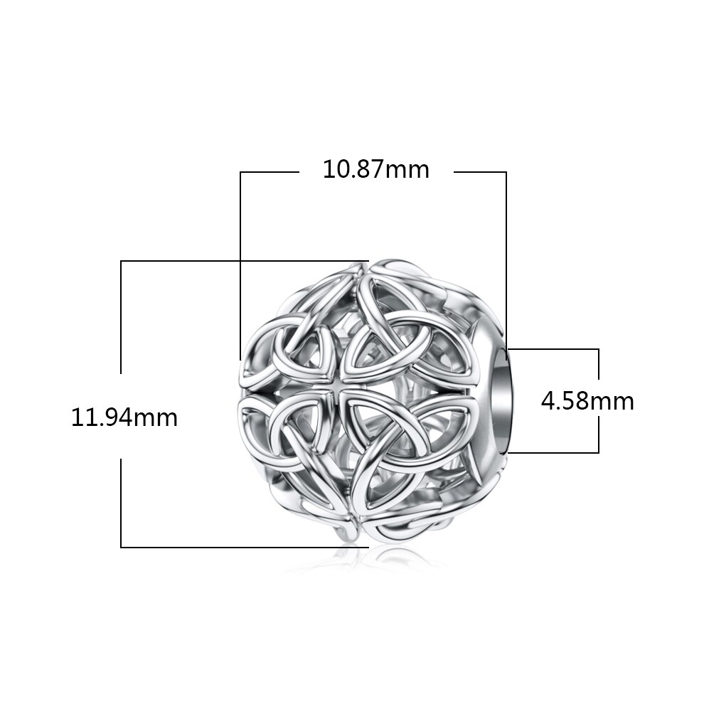 Jiayiqi keltisk knude 925 sterlingsølv hule charms perler passer til kvinder charms sølv 925 originale diy fine smykker