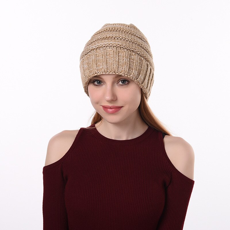 Q Keep Warm Knitted Hat 1Pcs Woman Bonnet 21*21CM Cap Multipurpose Autumn Winter Accessories Winter Essential Hats