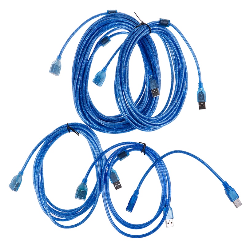 Kabel 0.3m, 1.5m, 3m ,5m,10m transparante blauwe usb 2.0 verlengkabel datalijn mannelijk naar vrouwelijk