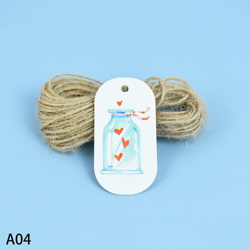 50 st vackra blommor papper taggar med hamp rep valentines bröllop äktenskap etiketter paket diy fest dekoration hängande tagg: A04