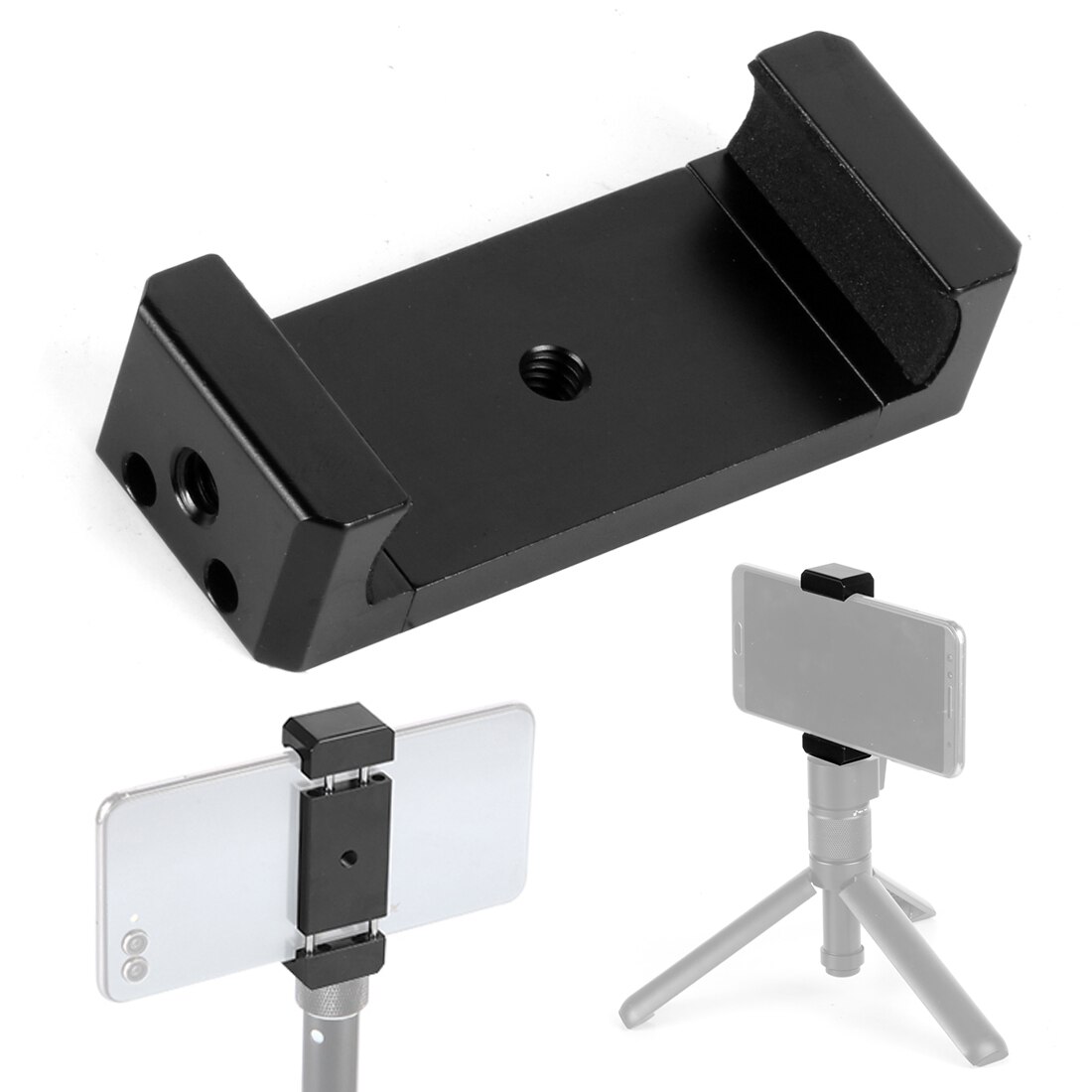 Selfie Stick Tripod phone tripod mount Head Bracket Mobile Phone Holder Clip For Phone Flashlight Microphone With Spirit level: 2x Screw Holes
