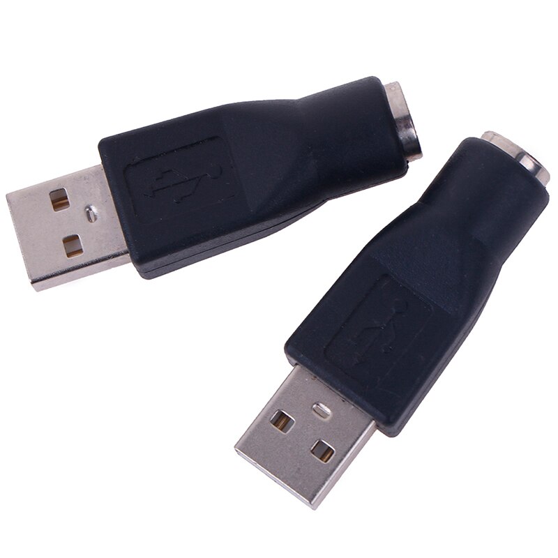 2Pcs PS/2 Male to USB Female Port Adapter Converter